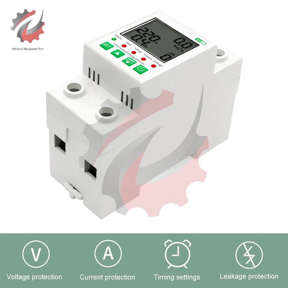 Smart Energy Monitor Switch Breaker Meter Timer WiFi AC Power Electricity Usage Over Current Voltage Protection for Smart Home