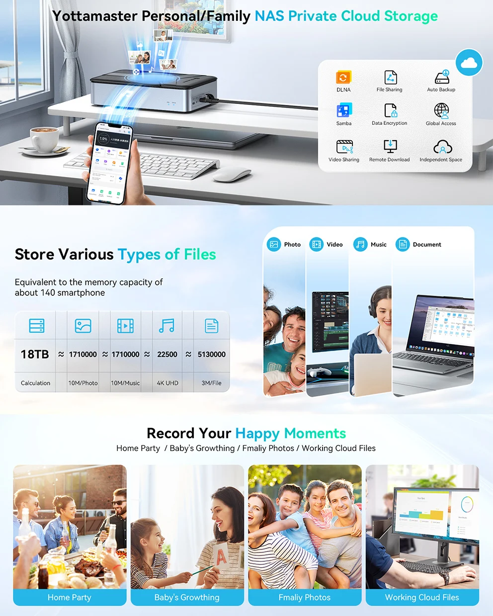 Yottamaster NAS Network Private Cloud Storage 2.5/3.5