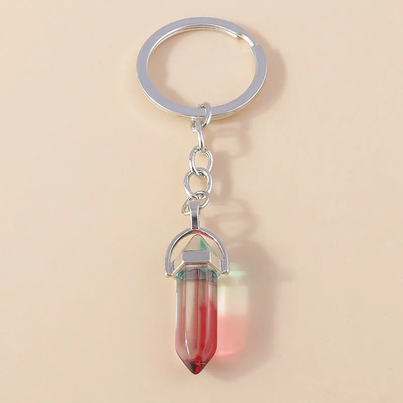 Aihua Neue Bunte Natürliche Sechseckige Kristallstein-Schlüsselanhänger Kugelförmiger Quarz-Kristall-Schlüsselring für Damen Handtaschen-Deko – Detail 5