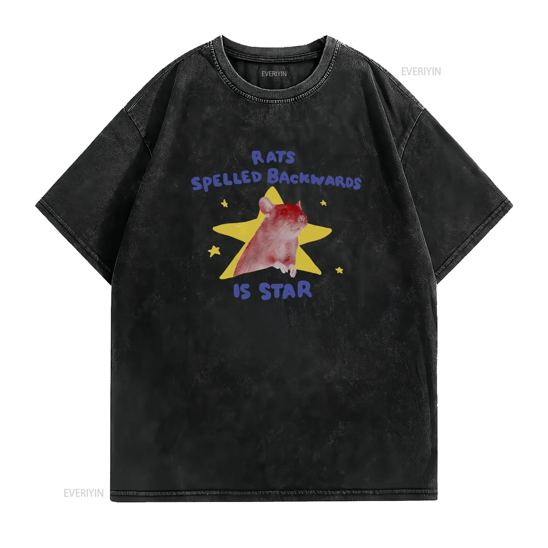 Rats Spelled Backwards Is Star Rat T Shirt Funny Animal Weird Unhinged Relatable vintage Washed Stretched homme Comfortable