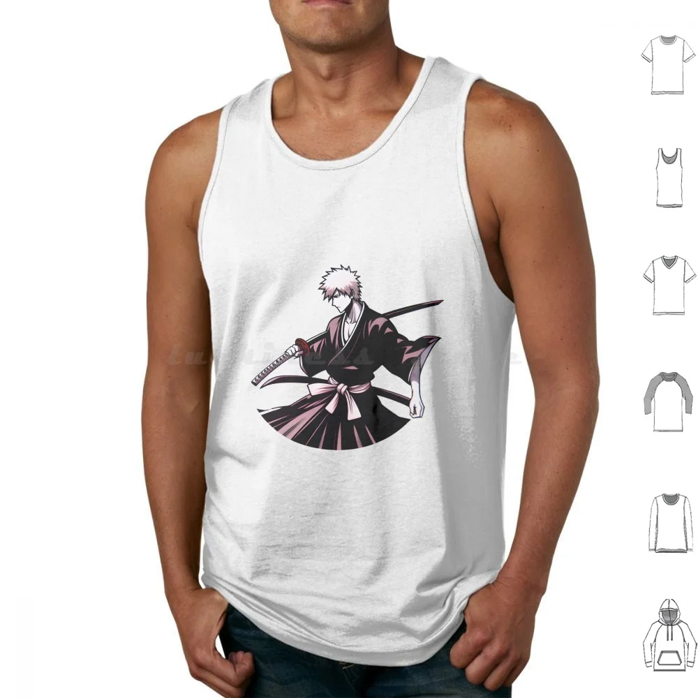 Ichigo Bleach Tank Tops Vest Sleeveless Bleach Ichigo Anime Manga Bankai Hollow Ichigo Kurosaki Bleach Anime Retro Demon