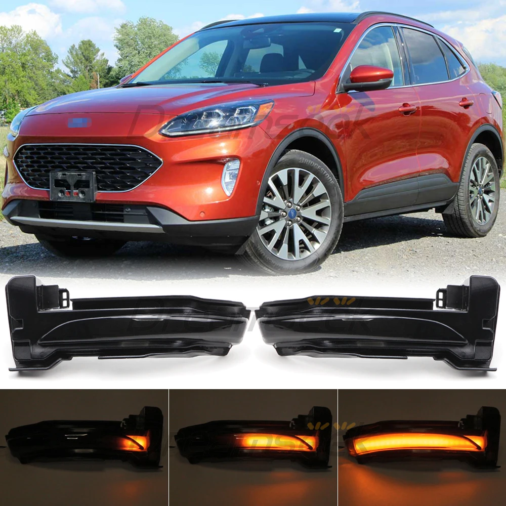 

Smoke Lens LED Rearview Mirror Light Turn Signal Lamp for Ford Escape Kuga CX482 2020 2021 2022 Dynamic Yellow Indicator Blinker