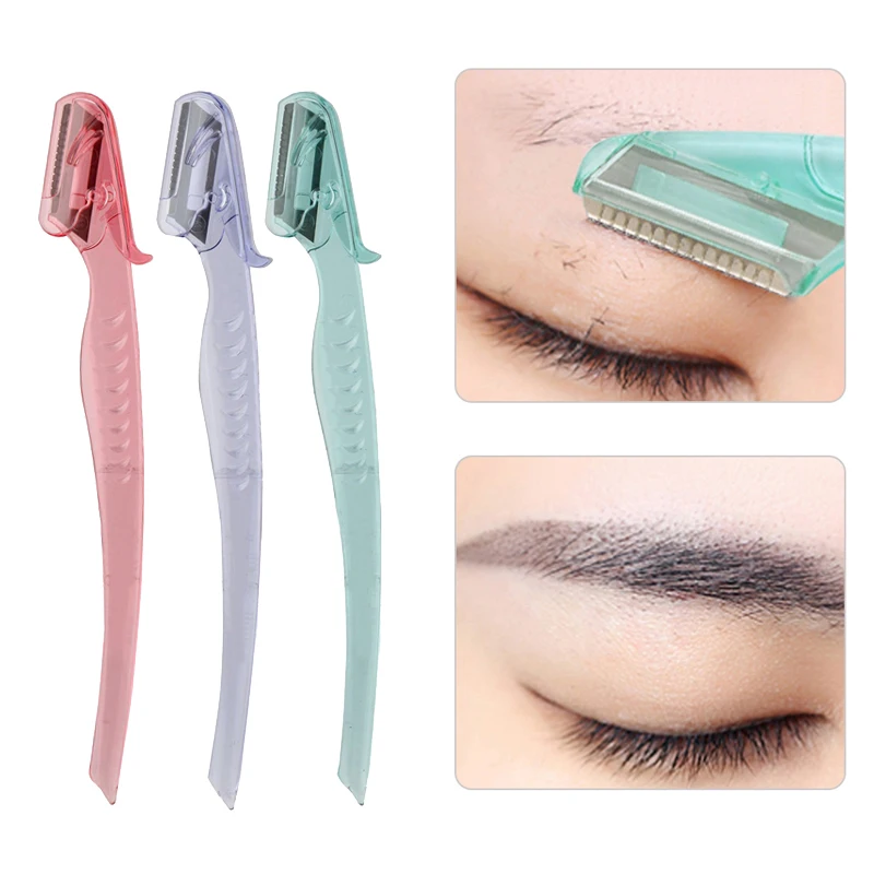 Karsyngirl 3/8Pcs Colorful Eyebrow Trimmer Makeup Knife Eyebrow Blades Face Hair Removal Safe Scraper Shaver Makeup Beauty Tools