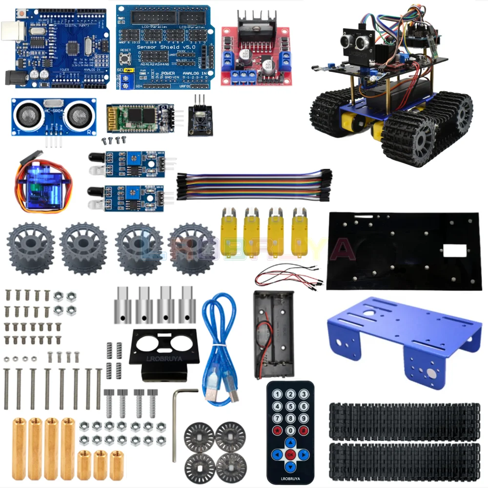 

Lrobruya Smart Tank Robot Car Kit for Arduino for UNO DIY Robotic Kit with Tutorial Kids Gift LTARK-12