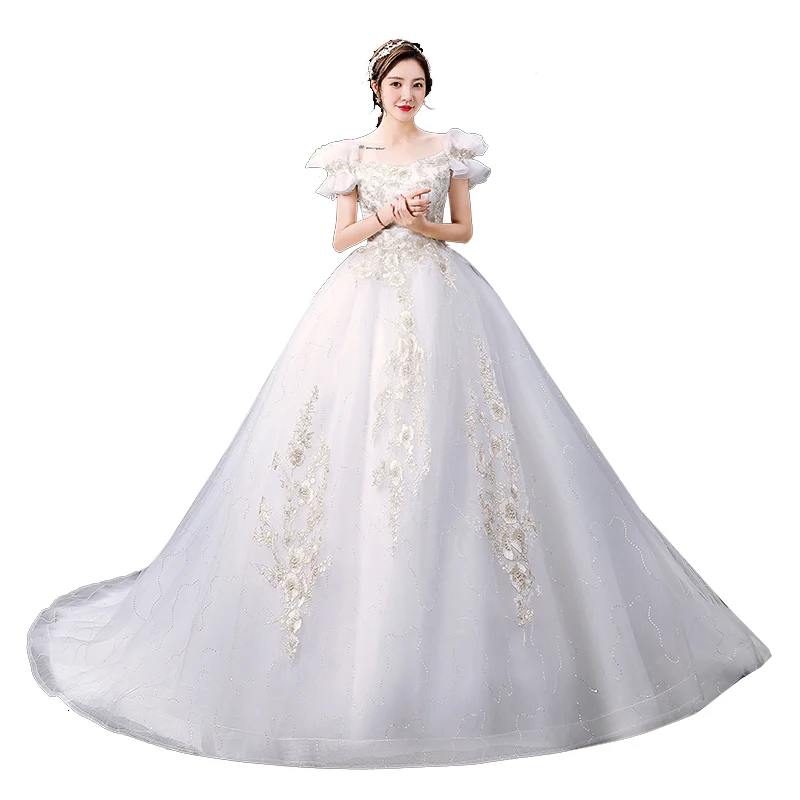 

Wedding Dress New Bride Ball Gowns Plus Size Lace Up Wedding Dresses Dreamy Luxury Vrstidos De Novia