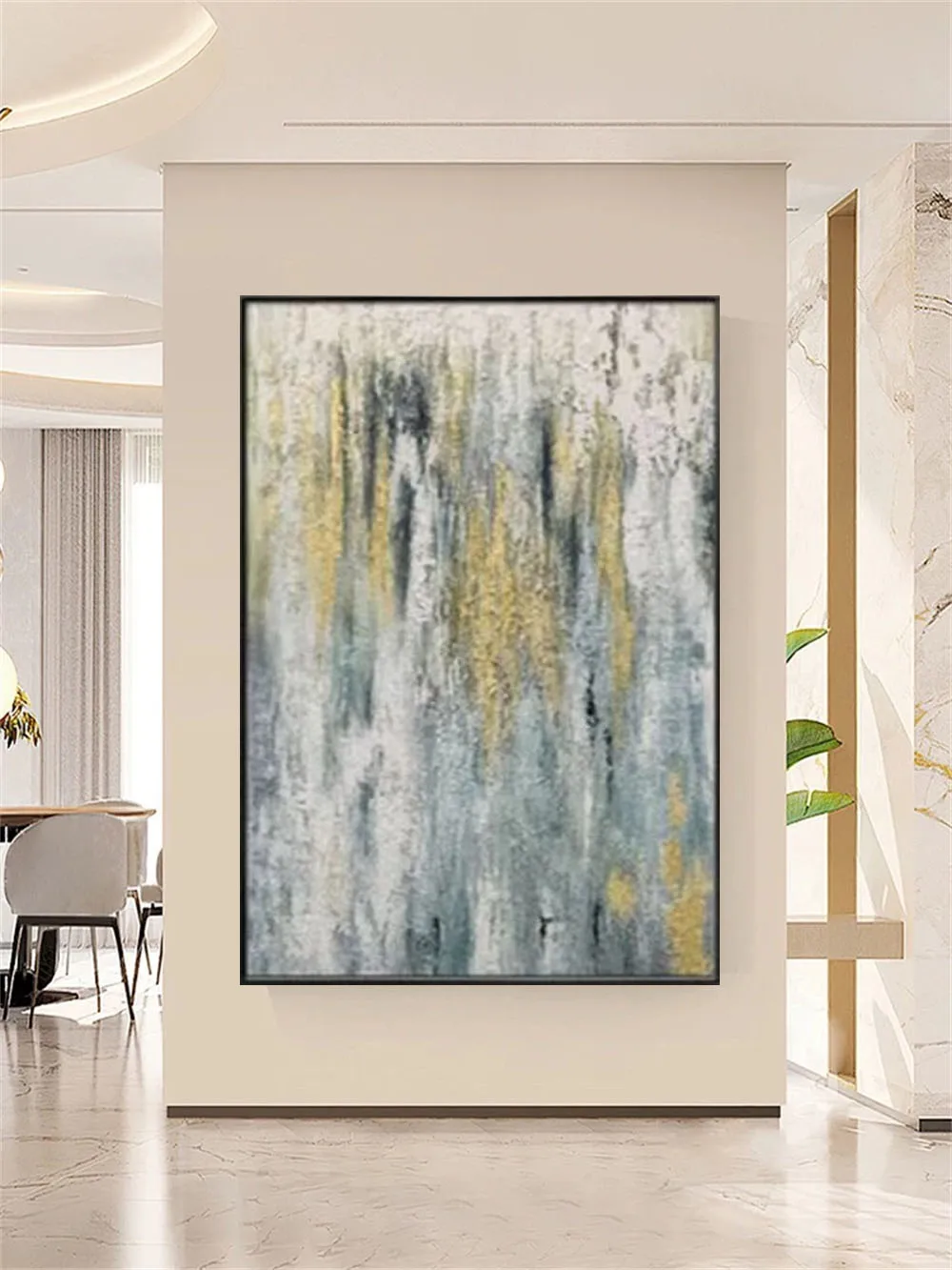 

Texture Sense Light Luxury With Gold Foil Pure Hand-Painted Oil Painting On Canvas Large-Sized Personalized Art Wall Decoration