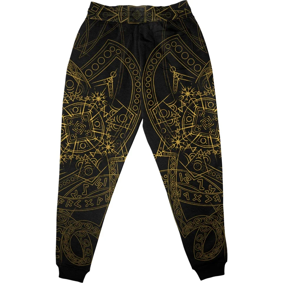Pantalones casuales con estampado 3D de árbol de la vida retro vikingo para hombre, pantalones cálidos de moda para otoño e invierno, pantalones de chándal con cordón