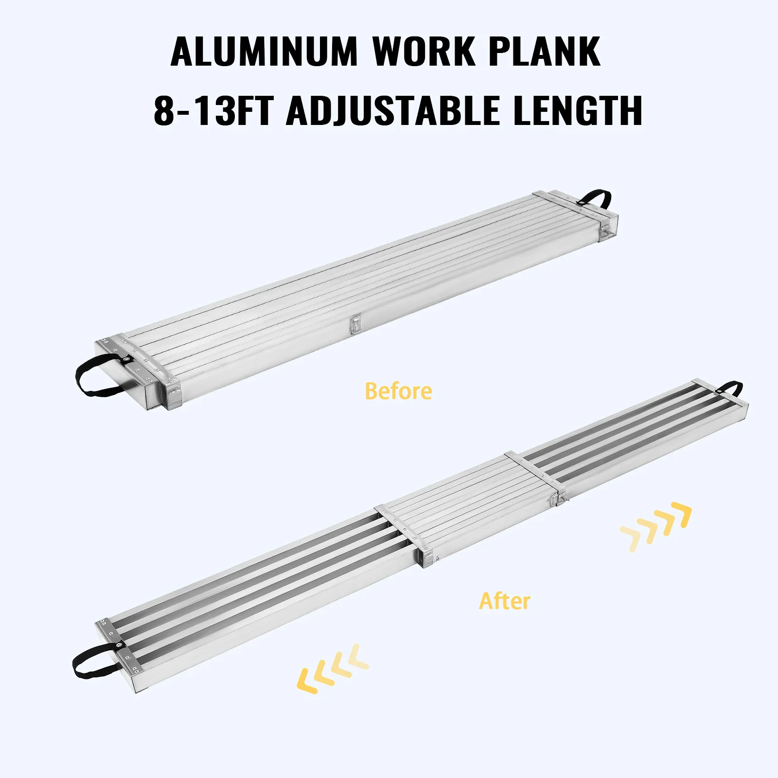 8-13ft Telescoping Work Plank,Adjustable Work Platform 440LBS Capacity, Extension Scaffolding Plank with Skid-Proof Platform