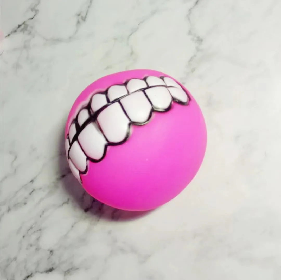 Dog toy, tooth ball, vinyl PVC sound toy, molar pressure relief bite relief ball; 8CM; 40G; Vinyl; Single OPP