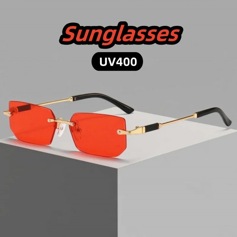 

New Advanced Individualistic Frameless Sunglasses UV400 Ultraviolet-proof Street Photography Travel Beach Shades Glasses