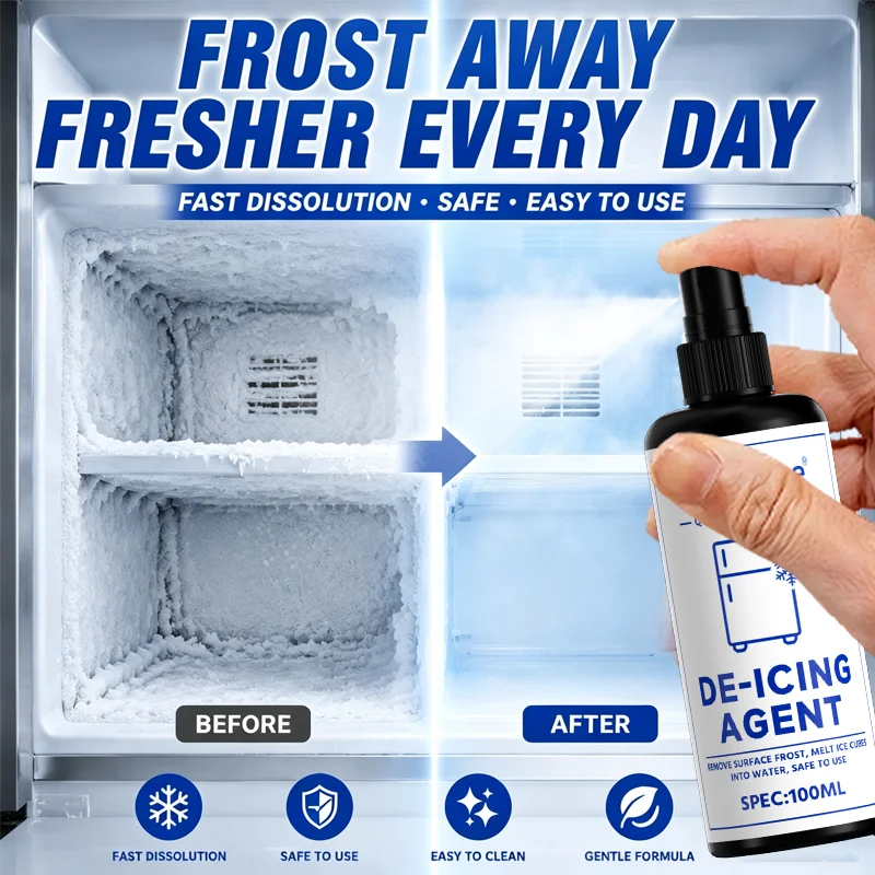 Freezer De‑Icing Spray Fast Ice Melting Agent Effortless Frost Remover for Household Refrigerator Freezer Ice Buildup Cleaning