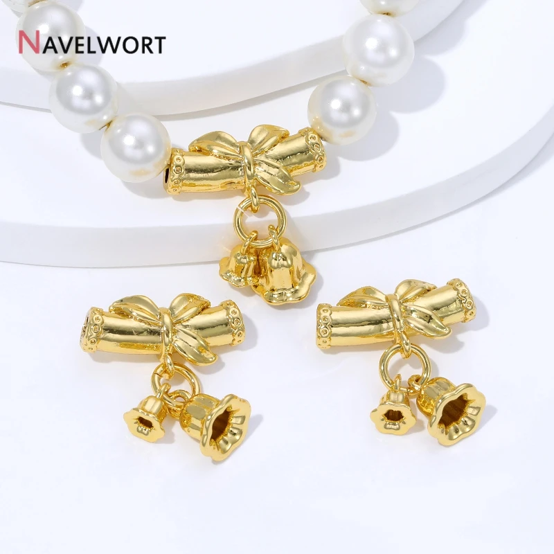 18K vergoldete Messing-Anhänger mit Glöckchen-Charms, Ösen für Schmuck, DIY-Halsketten- und Armbandzubehör