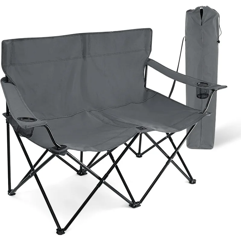 

Foldable Camping Chair, Double Seat Folding Camp Chair for 2 Persons, Portable & Large for Outdoor Fishing,Hiking,Travel, Picnic