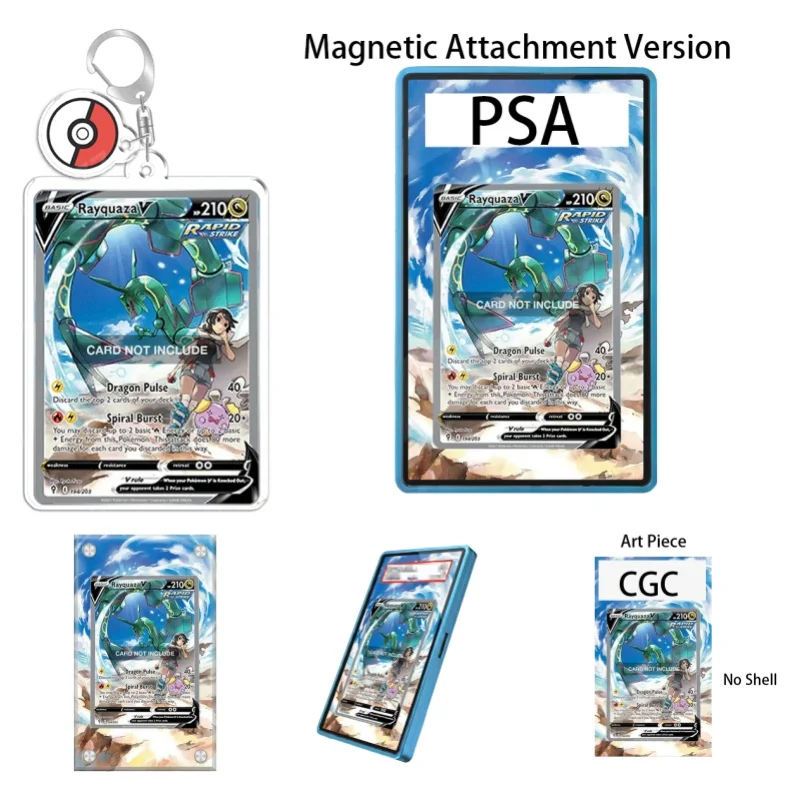 Présentoir d'art pour Pokémon Evolving Skies Rayquaza V Anime, Étui de protection en acrylique recyclable pour fans, Cadeau, Porte-clés