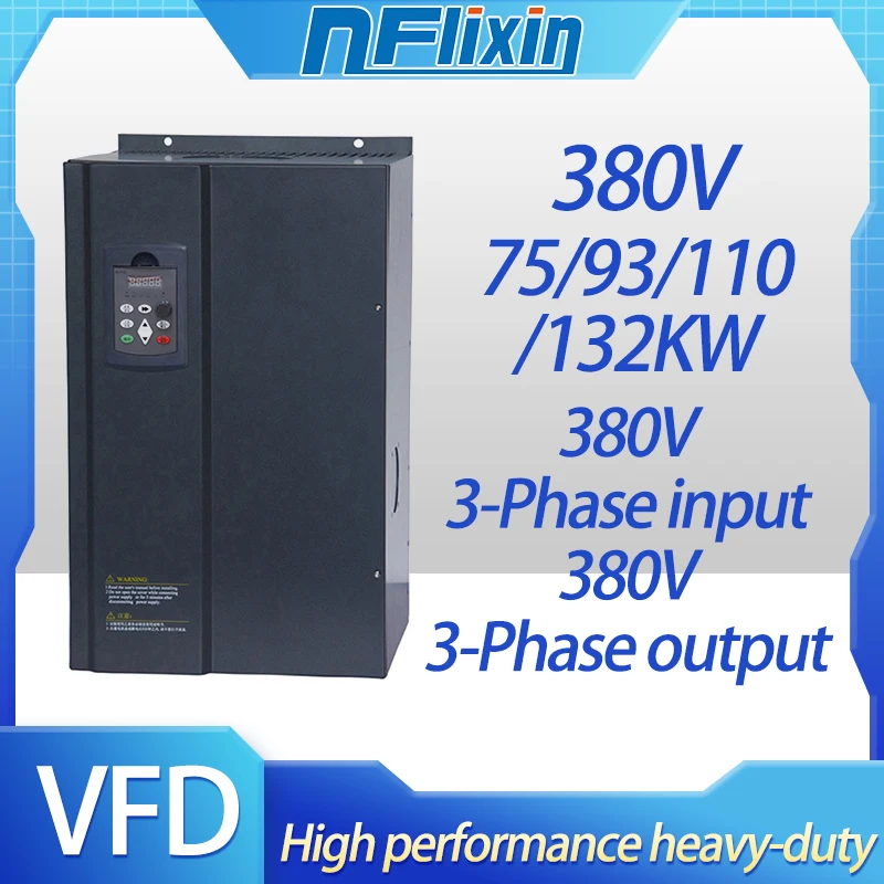 

75KW/93KW/110KW/132KW Variable Frequency Inverter 380V Frequency Converter 3P Input and 3P Output Drive Converter VFD Frequency