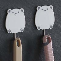2pcs Creative Cartoon Plastic Hooks Multi-Purpose Bedroom Door Non Punching Sticky Hook Bathroom Kitchen Waterproof Storage Rack
