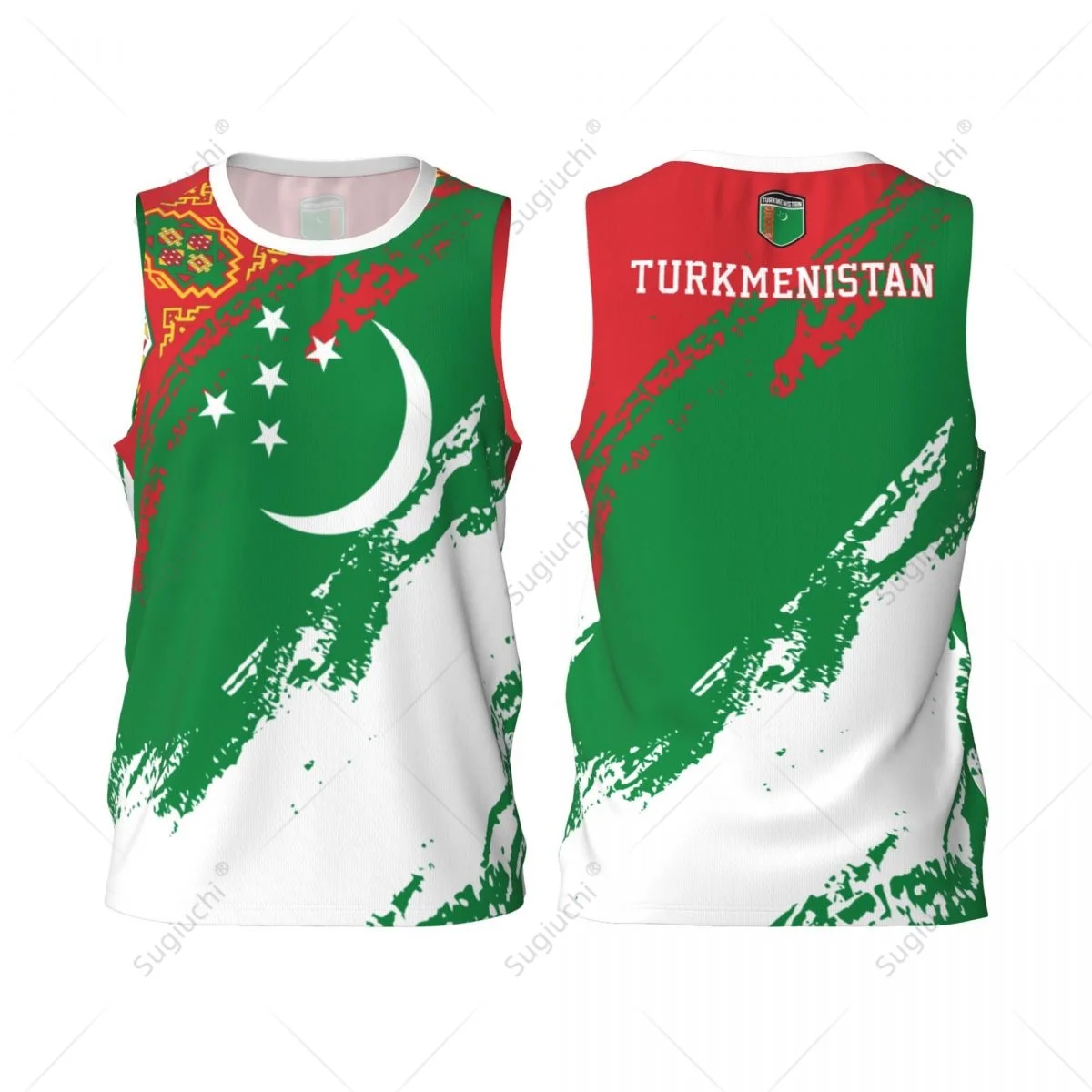 Men Basketball Sports Turkmenistan Flag Running Fitness Multifunction Jersey Sleeveless shirt Custom Name Nunber Exclusive