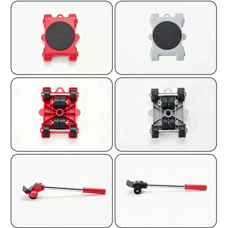 Heavy Duty Furniture Mover Set Multipurpose Roller Sliders for Effortless Lifting & Moving, Hardwood Floor Protector