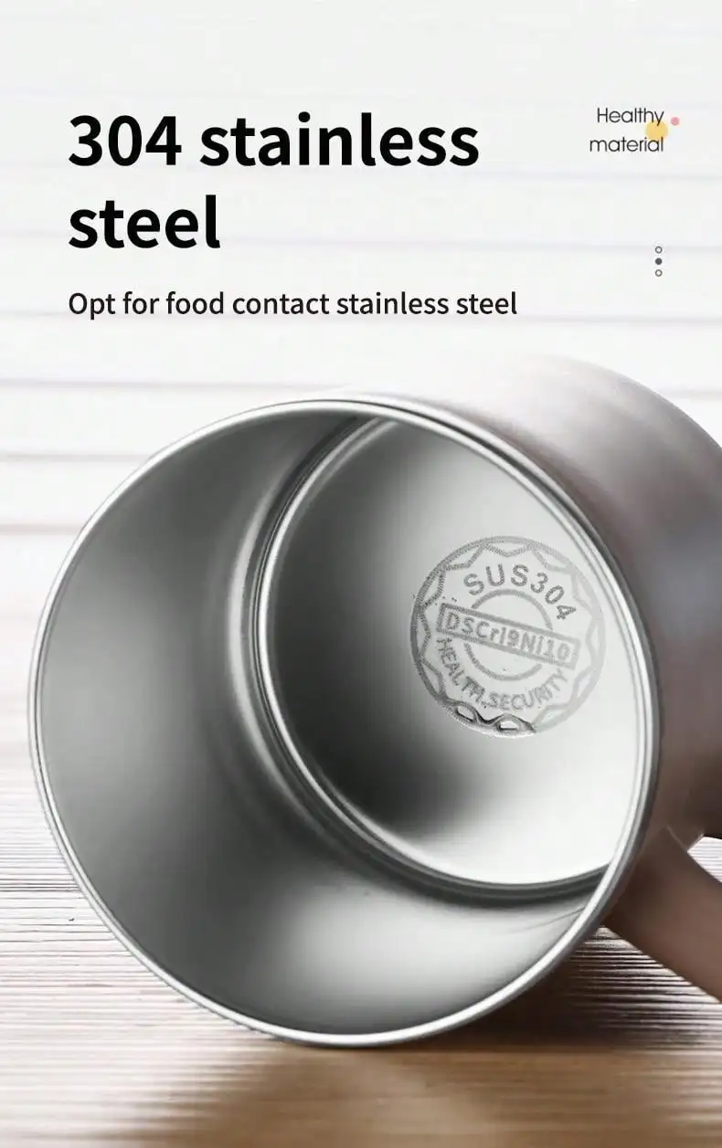 Description Picture 4 of itemWORTHBUY Reusable Insulated Coffee Mug 304 Stainless Steel Water Cup For Student Adult Anti-scald Drinking Cup With Handle & Lid