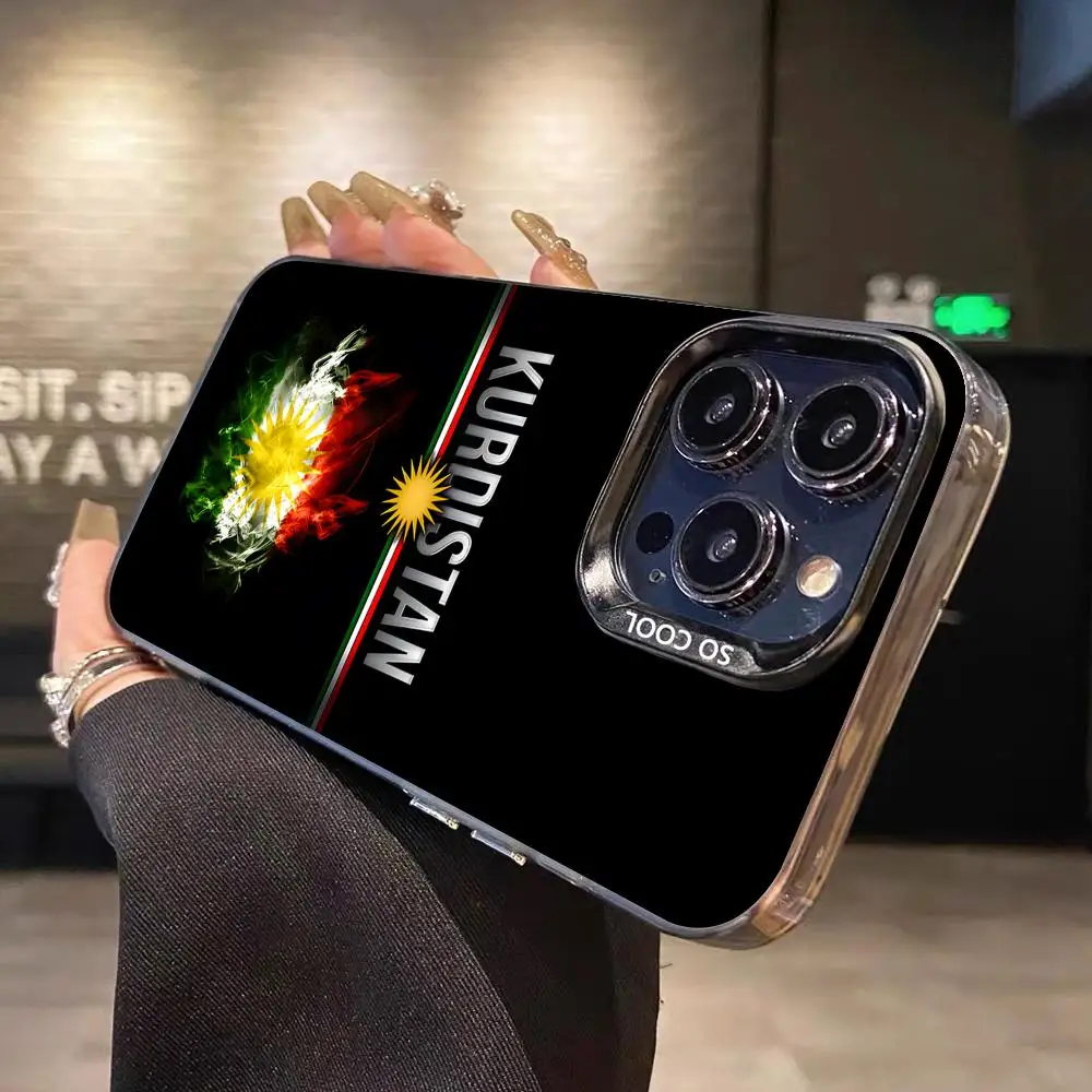 كردستان العلم المحمول قضية الهاتف الخليوي آيفون 17 16 15 14 13 12 11 X XR XS 8 7 برو ماكس زائد شفافة اللون غطاء جميل #5