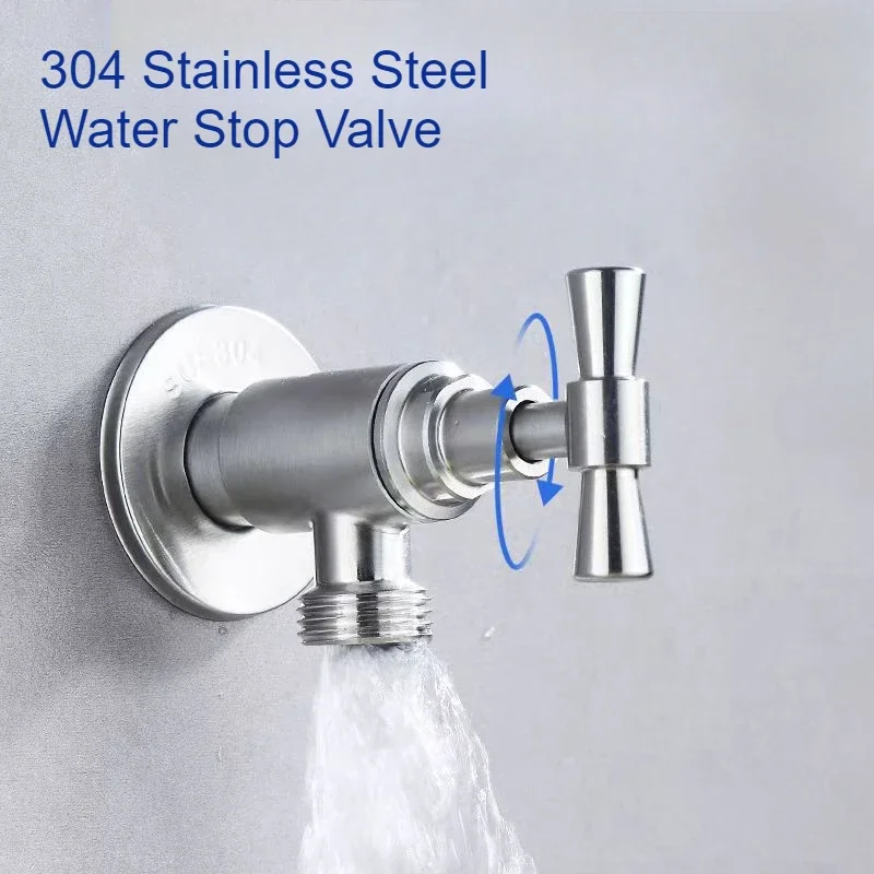 

Запорный клапан для воды из нержавеющей стали 304, настенный смеситель для швабры для ванной комнаты, большой угловой клапан потока, кран для туалетной воды