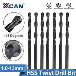 XCAN Drill Bit 1.0-13mm 118 Split Point High Speed Steel Twist Drill Bit for Aluminum Copper Plastic Wood Drilling Tools