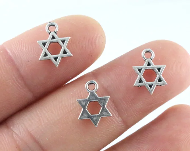 12x9mm 50pcs Antique Silver Plated Five-Pointed Star Handmade Charms Pendant:DIY for bracelet necklace-Q3-36