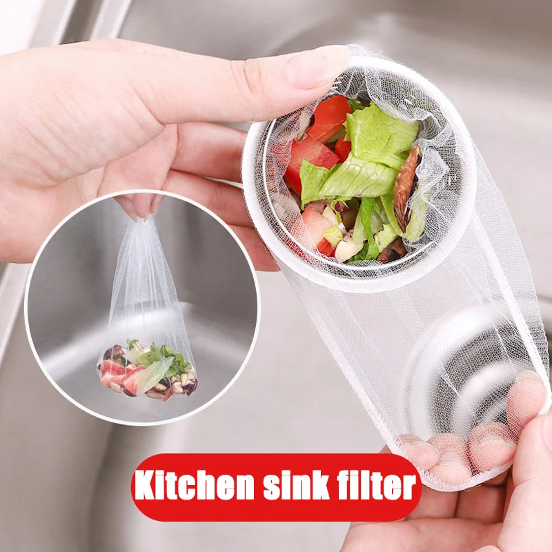 100pcs Garbage Filter Bag for Kitchen Bathroom Trash Disposable Sink Strainers Hair Trash Tools Shower Drain Wash Basin Net Bags