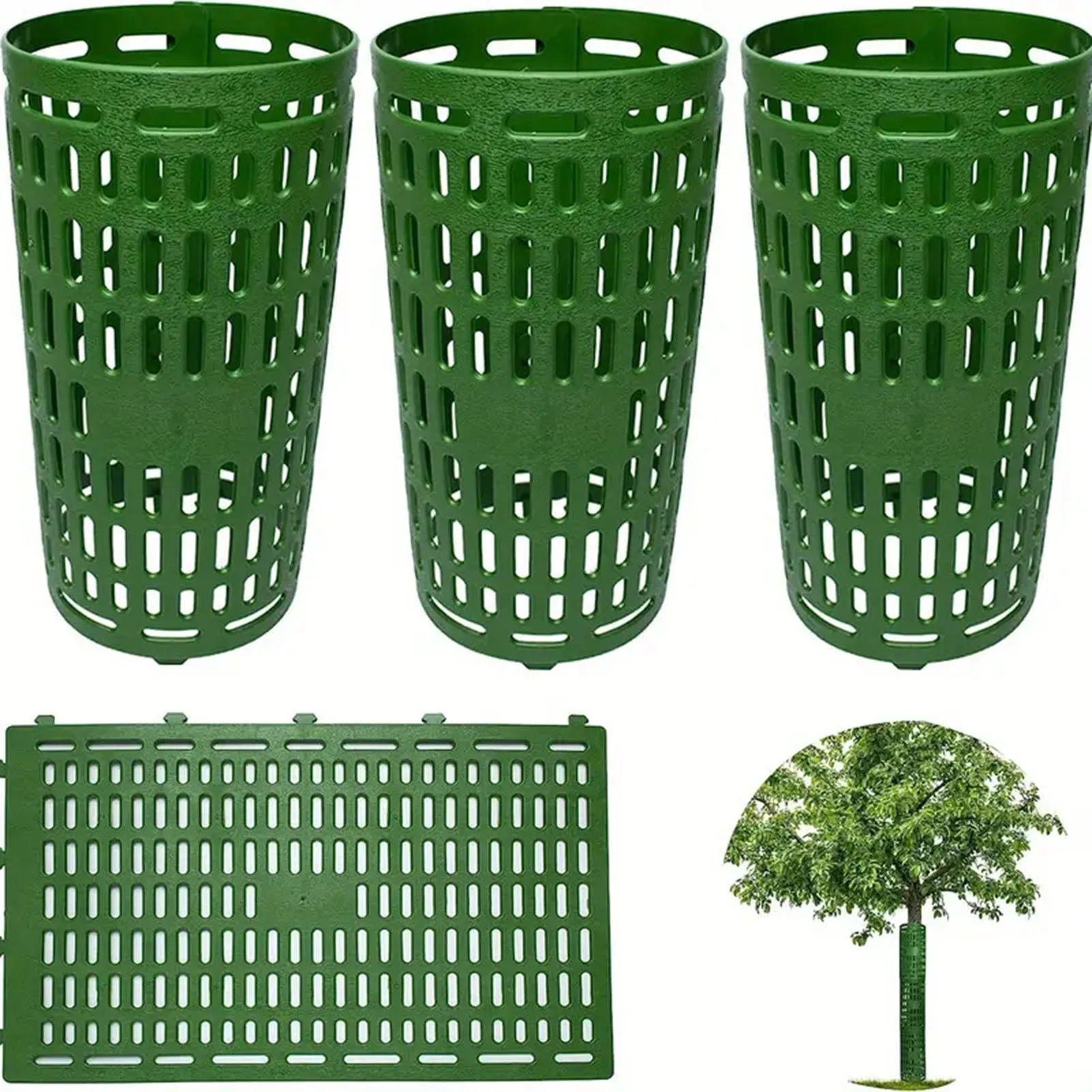 

4pcs Tree Trunk Protector Vent Hole Design Plant Protector Cage Plastic Trunk Bark Saplings Guard Cover Plant Protection Fence