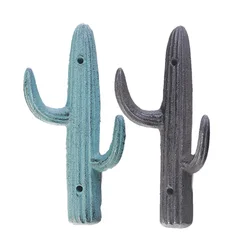 Cast Iron Cactus Hooks 2 in 1 Wall Mounted Heavy Duty Metal Hanger Green/Brown Coat/Key/Bag/Towel Home Decor Bathroom Kitchen