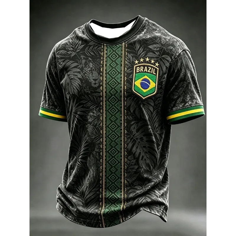New Brazilian Flag Themed Football Jersey Fan Friendly Sports Training Quick Drying T-shirt for Men Quick-dry Comfortable