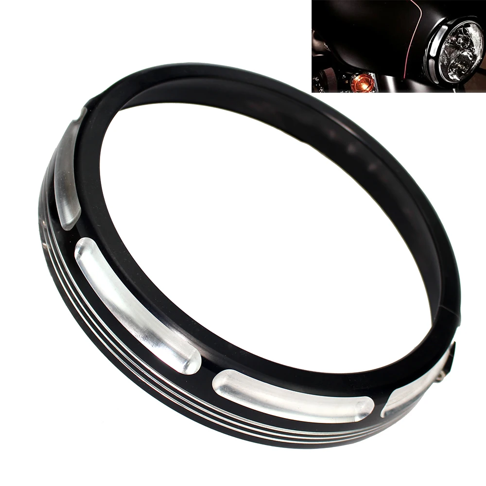 7\'\' Burst Headlight Headlamp Trim Ring Bezel Decorate Cover For Harley Touring Electra Street Glide CVO Ultra Classic Road King