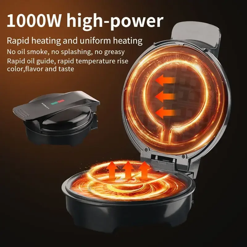 Máquina de waffle elétrica, aparelho multifuncional, molde revestido antiaderente, adequado para café da manhã, sobremesa, lanches