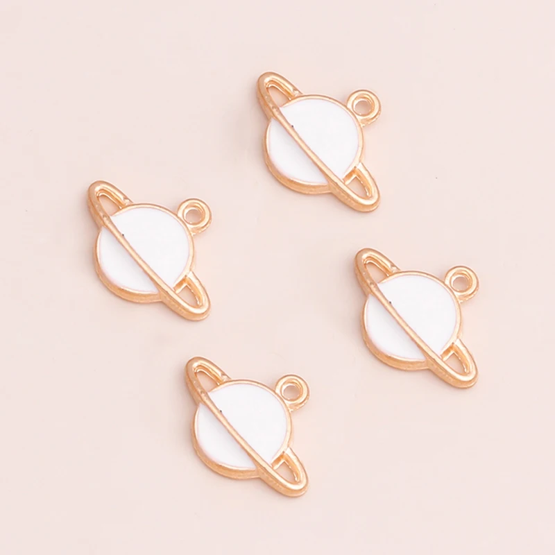 10pcs Cute Galaxy Saturn Charms for Earrings Necklaces Pendant Enamel diy Charms Jewelry Making Accessories Findings