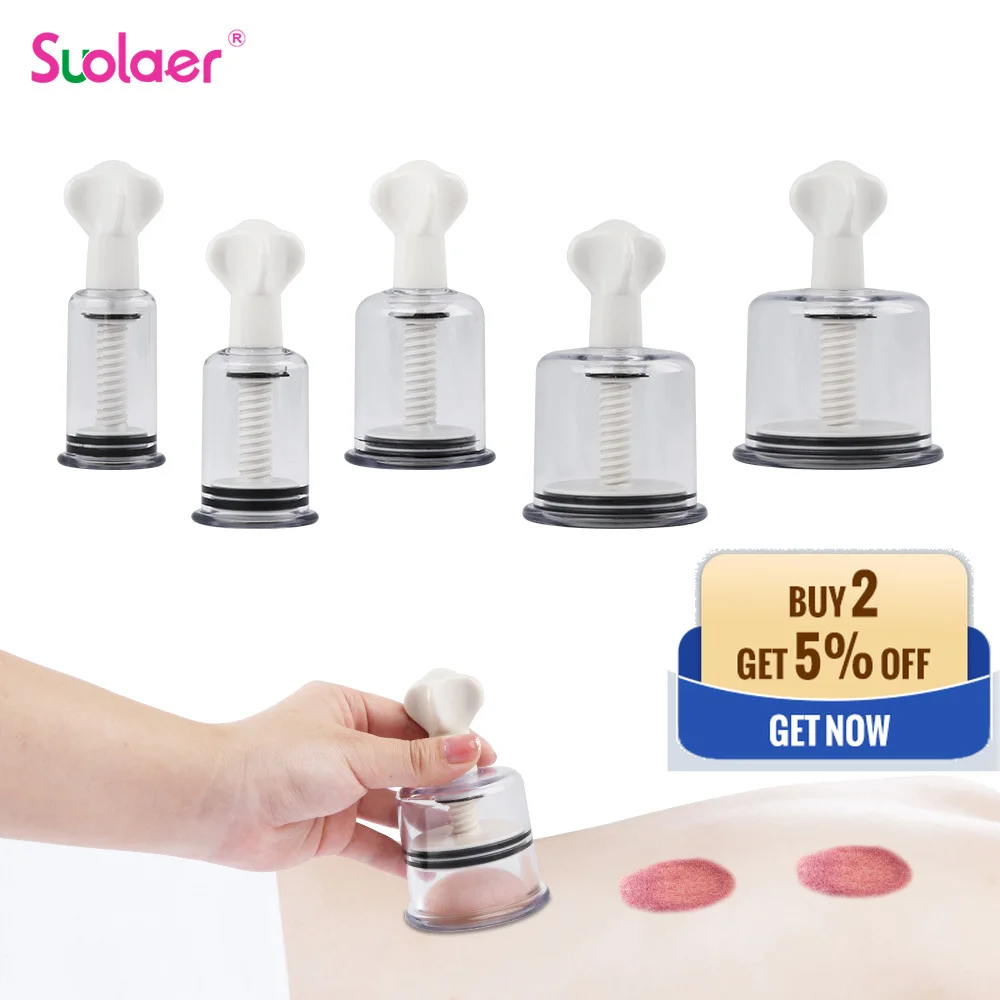 5pcs Vacuum Suction Cupping Cup Nipple Enhancer Massage Vacuum Cans Plastic Enlarger Suction Enlarger Body Breast Massager Cups