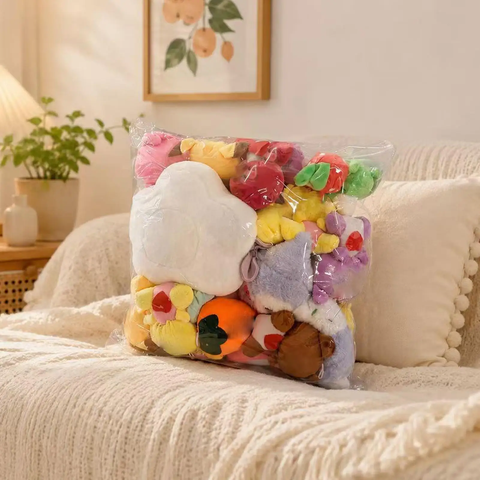 Stuffed Animal Organizer Clear Dustproof Plush Toy Bags Plush Toy Storage For Home Bedroom Apartment Nursery Closet Dorm College view 4