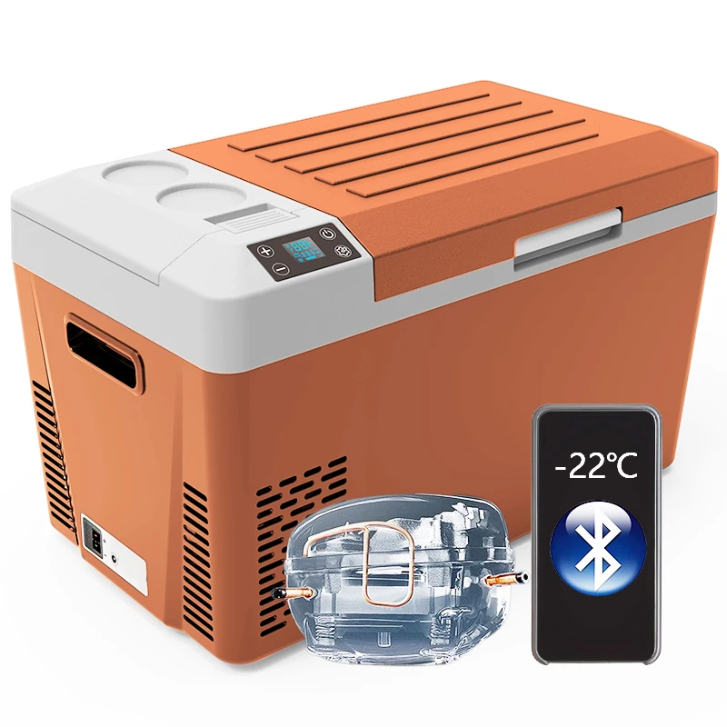 FJ23 23L DC 12V 24V Compressor Fishing Solar Power USB Display Battery Mini Fast Cooling Mobile Car Fridge Freezer Refrigerator