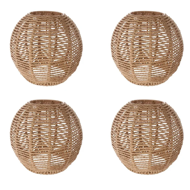 ABGR-4X إضاءة المنزل الروطان غطاء المصباح اليدوية المنسوجة الثريا عاكس الضوء الرجعية الإقامة عاكس الضوء الثريا الزخرفية