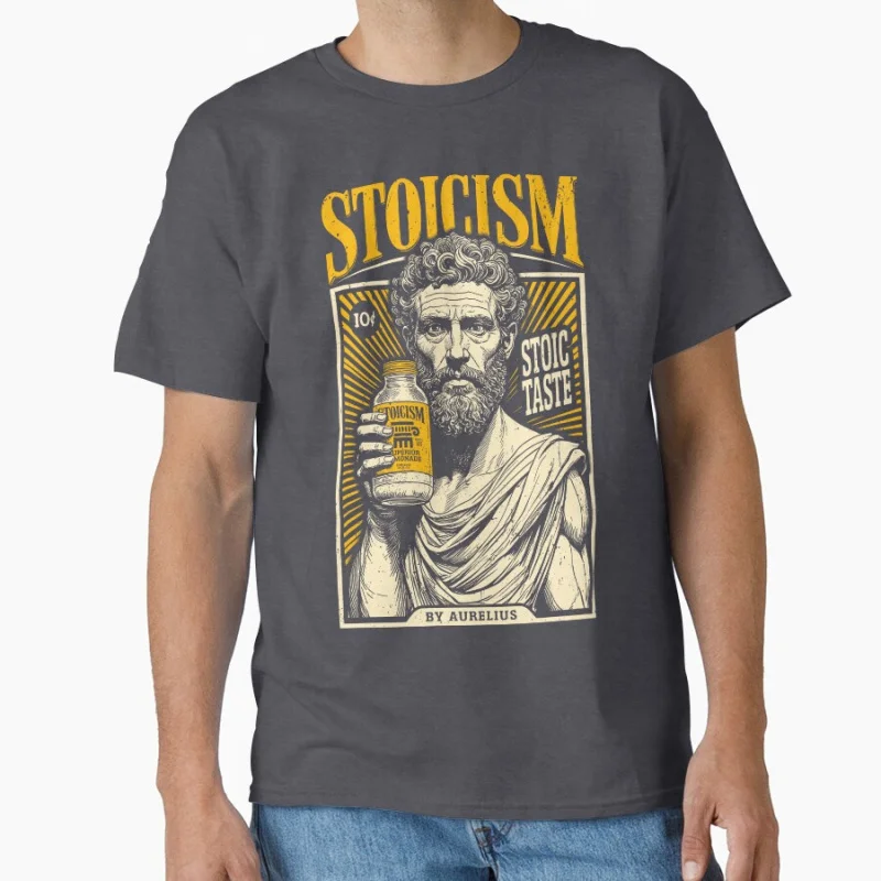 Stoicism Funny Philosophy Marcus Aurelius Vintage Stoic Ad Funny Stoic team Greek Philosopher gift T shirt large size Adult Tops