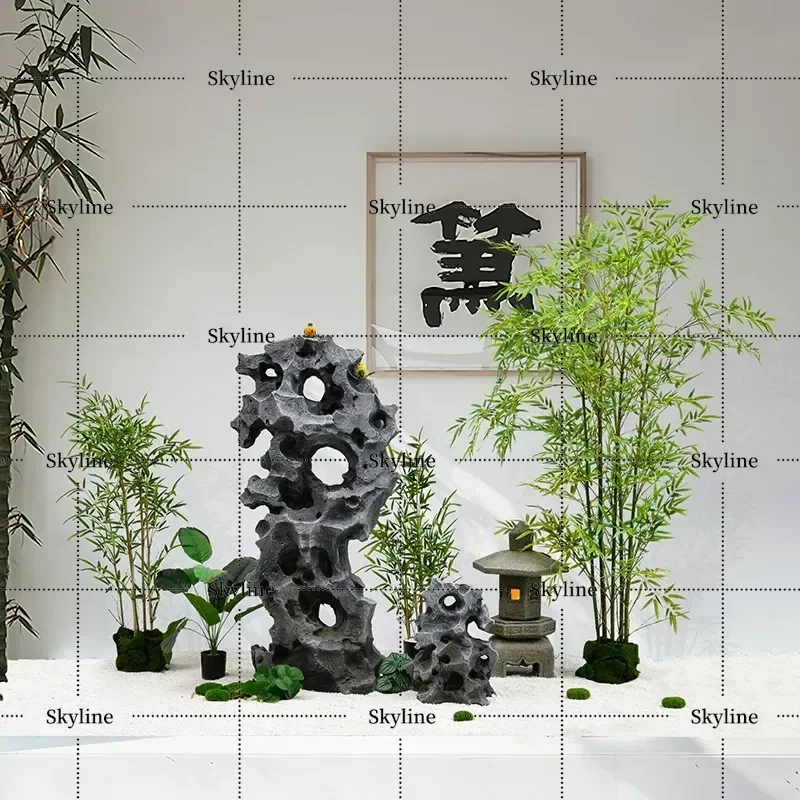 for New Chinese Style Simulation Taihu Stone Floor Ornament Living Room Entrance Villa Courtyard Tea Room Rockery Landscaping