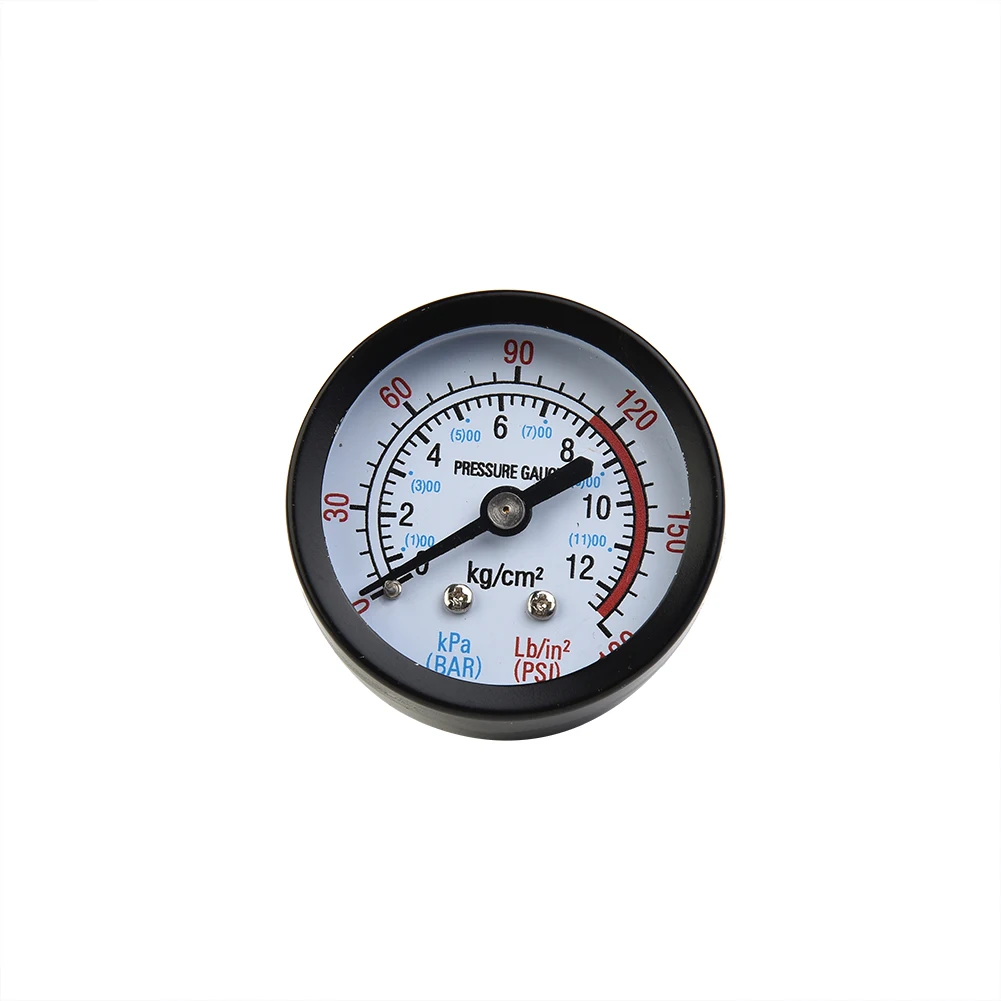 Air Compressor /Pressure Gauge 13mm 1/4 Thread /0-180 PSI 0-12Bar Manometer Balck+Silver /Iron Shell Replacement Tool Parts