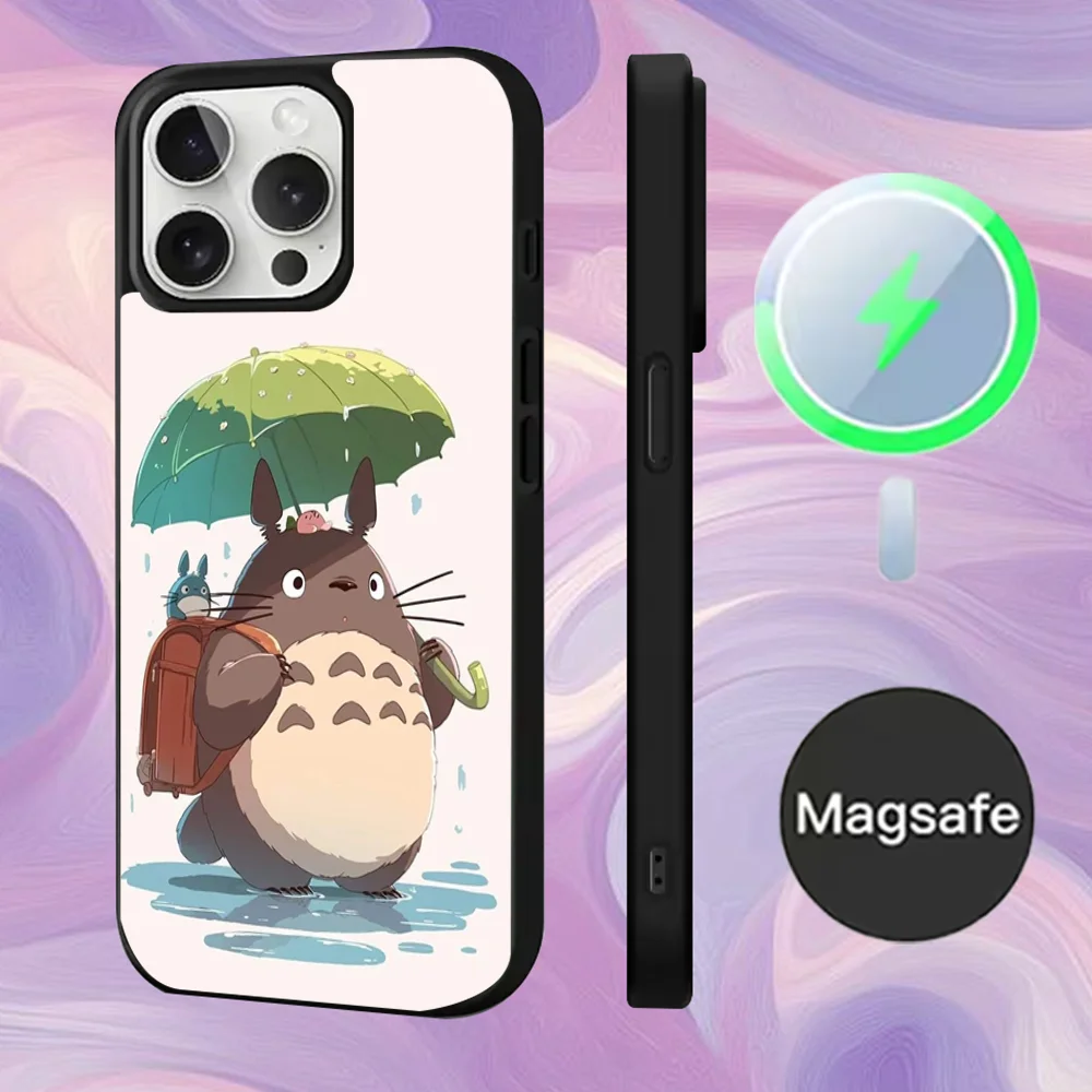 حافظة هاتف لطيفة من أنيمي T-Totoro-ES لهواتف iPhone 16,15,14,13,12,11,Pro,Max,Plus,Mini,Magsafe,حافظة شحن لاسلكية مغناطيسية