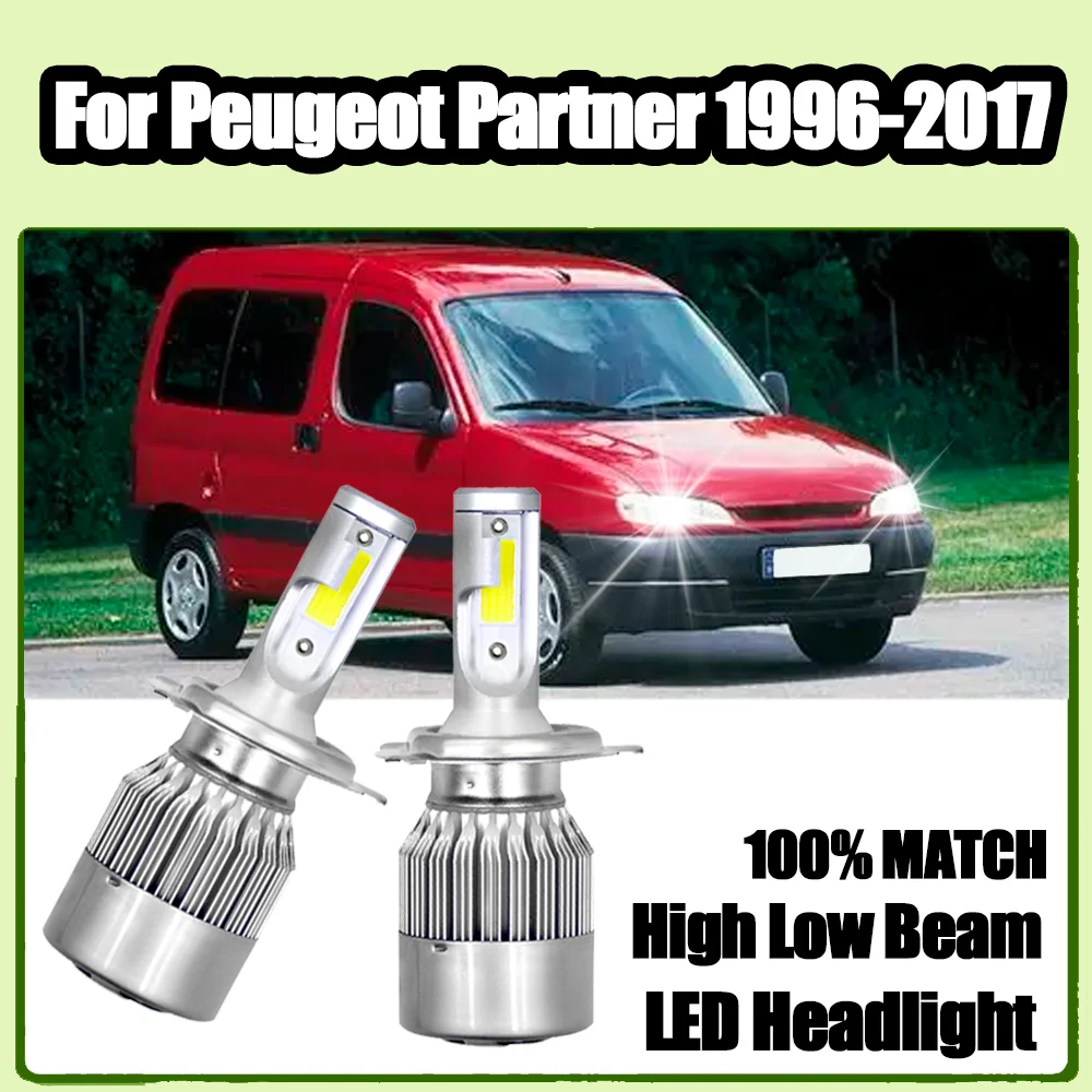 

2 шт. автомобильные фары (ближний/дальний свет) 120 Вт, высокомощные, 12В/24В, 6000K, супербелые, для Peugeot Partner 1996-2017