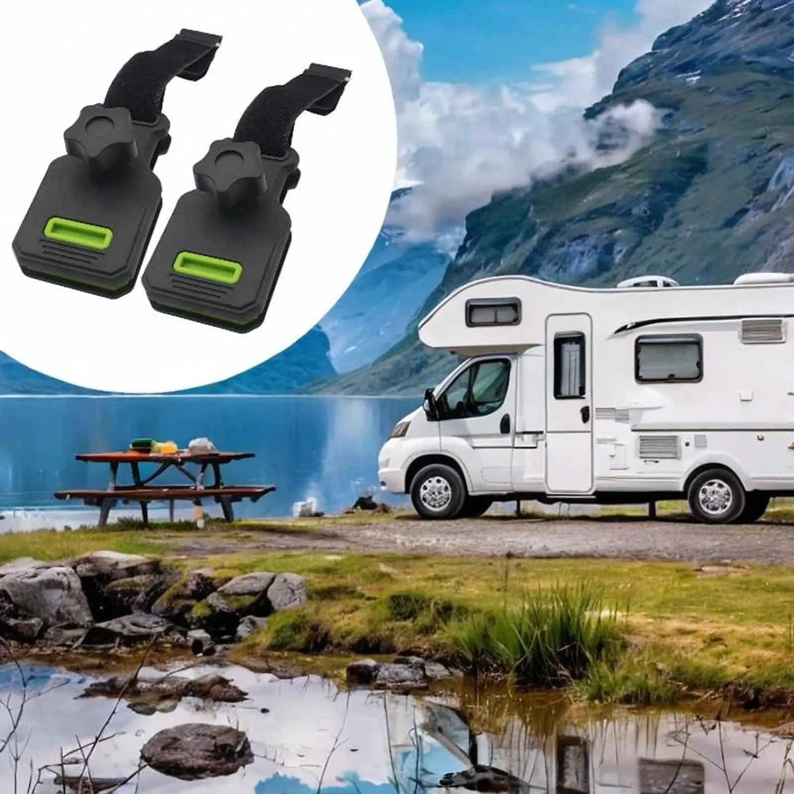 

2Pcs RV Awning Clamps Mounting Grips for Tarp Outdoor Camping Black