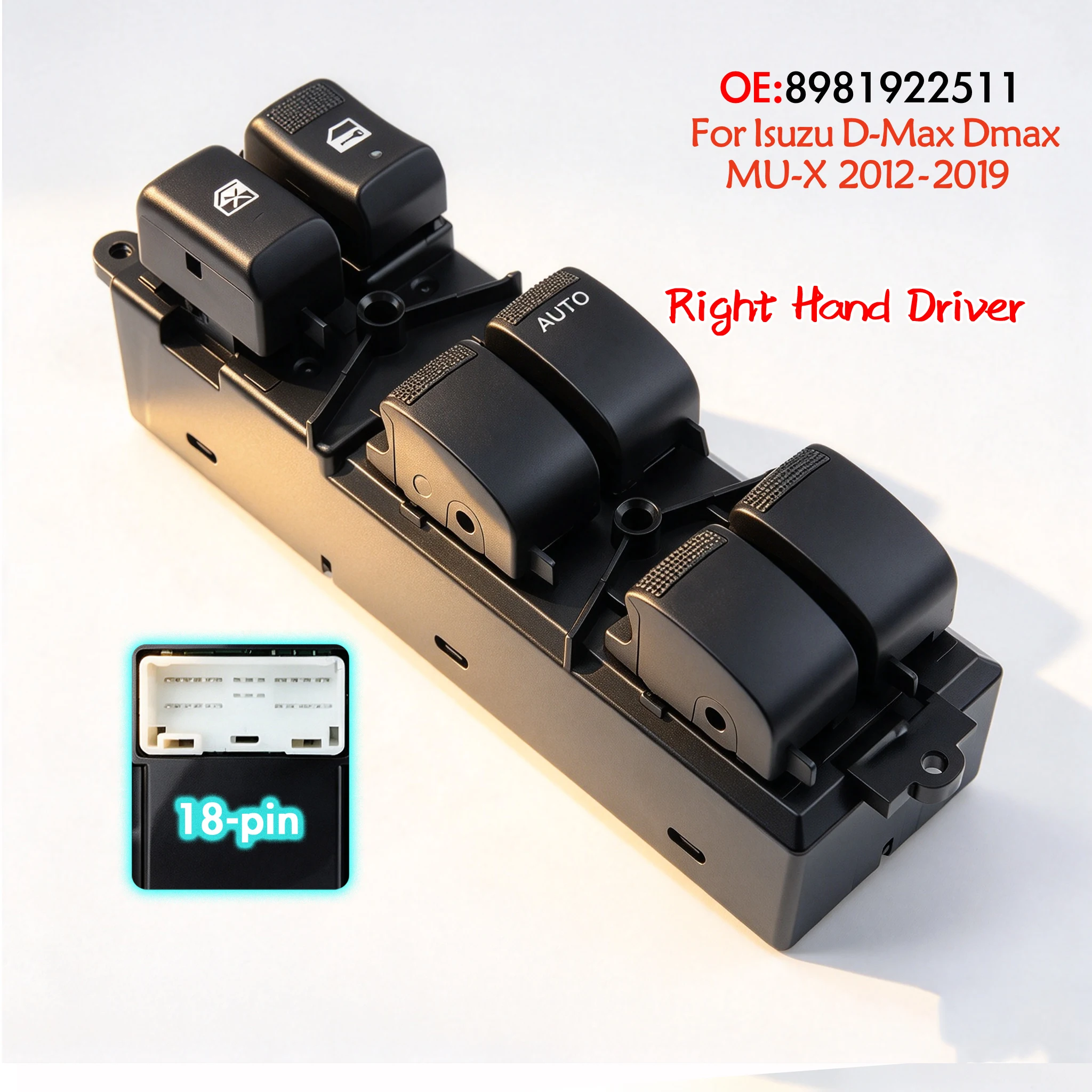 8981922511 For Isuzu D-Max Dmax MU-X 2012-2019,Front Right Driver Side Electric Master Power Window Switch Lifter Control Button