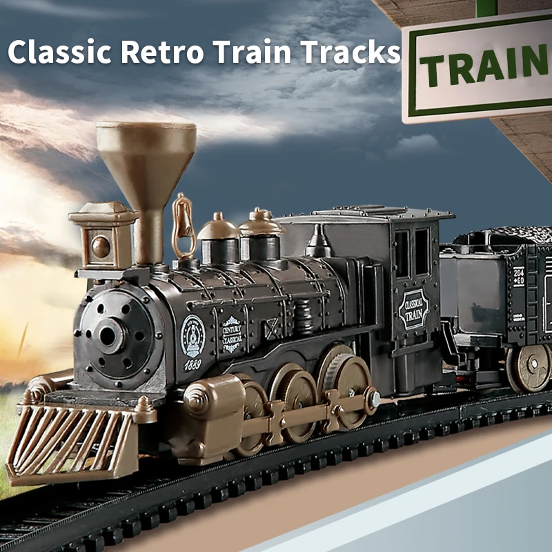 FUN LITTLE TOYS Train,Classic Electric Train Set for Kids ,Model Train Set,Battery-Operated Toy with 2 Cars and Tracks