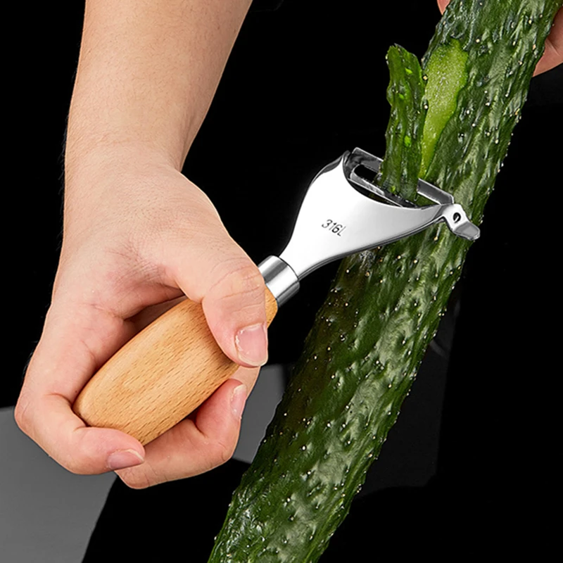 Kitchen 304 Stainless Steel Peeler Corn Kernel Separator with Wooden Handle Potato Cucumber Grater Home Life Helper Tools