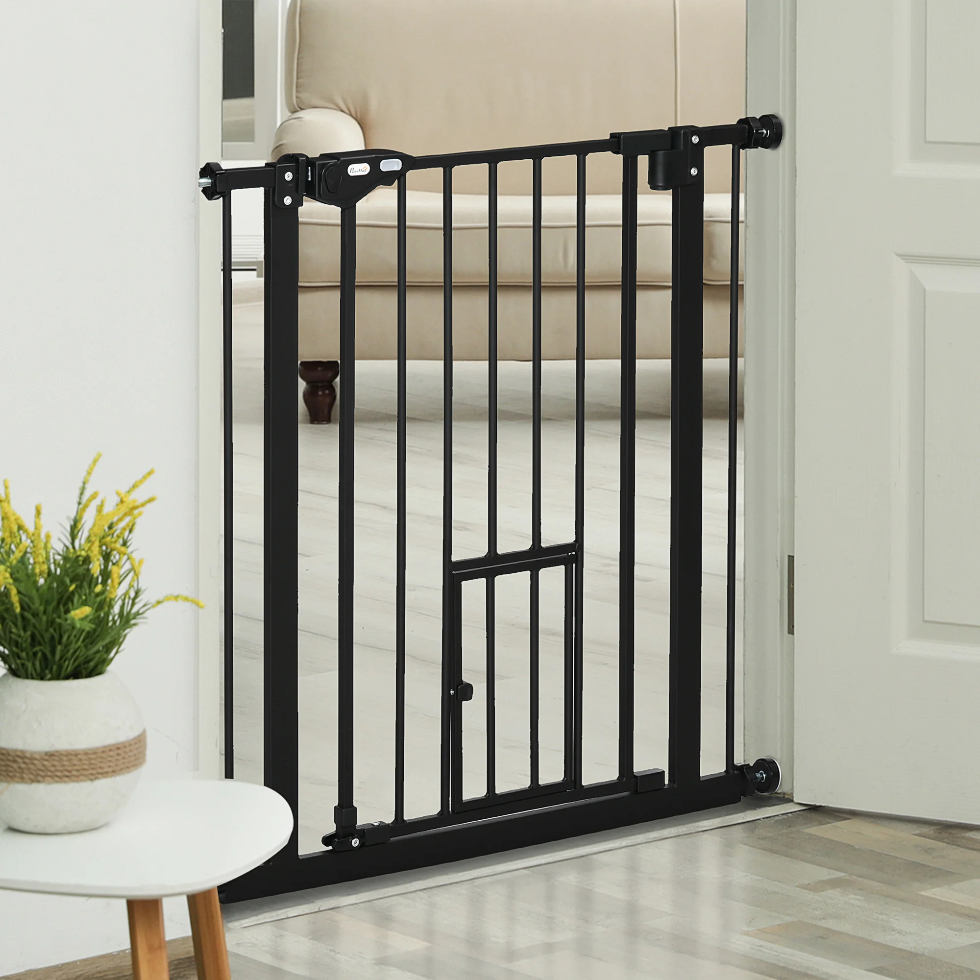 PawHut Barrera de Seguridad para Perros Extensible 74-80x76,2 cm Negro