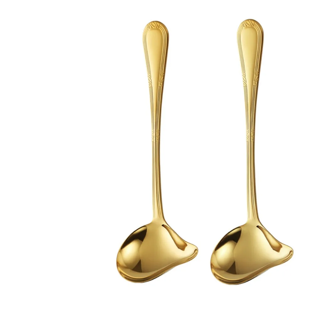 Cuchara de Sopa de Acero Inoxidable con Mango Largo, Pulido Espejo, Antioxidante, Cuchara para Salsas con Forma de Pico de Pato, Juego de 2 Piezas