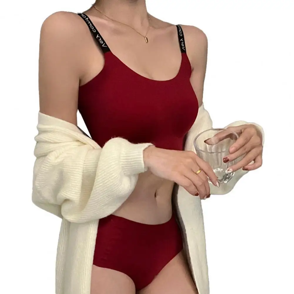 Bra Set Wireless Push Up Bra Lace Up Steel Ring Panty Set for Women Full Coverage Underwear Set with Matching 2-piece Wear Solid